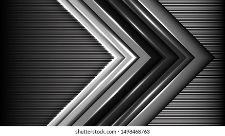 Abstract gray arrow with black background in a paper cut style. For business templates. Vector illustration