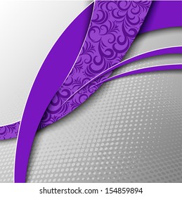 abstract gray background with a beautiful ornament on violet arches