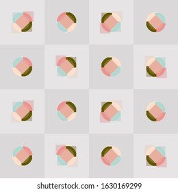 Abstract Gray Background Circles Pink Green Nude Blue Squares Vector