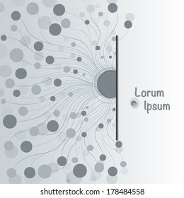 Abstract gray background with circles which are connected by lines