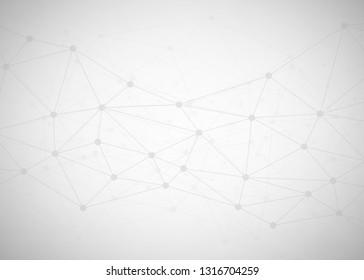 Abstract gray background with connecting dots and lines. Data and technology graphic design. Network connection concept