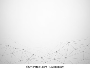 Abstract gray background with connecting dots and lines. Data and technology graphic design. Network connection concept