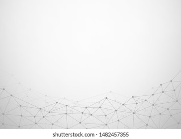 Abstract gray background with connecting dots and lines. Data and technology graphic design. Network connection concept