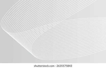 Abstract gray background with flowing white curved lines, creating a minimal and modern wave pattern. Ideal for presentations, business templates, or tech-themed visuals.