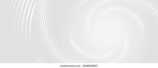 Abstract gray background with glowing white lines circles. Vector Illustration