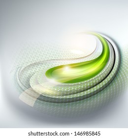 Abstract gray background with green drop