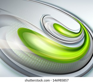Abstract gray background with green drops