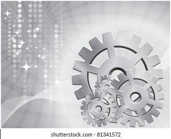 Abstract gray background with a metal gears, sparks and curves - Powered by Shutterstock - Get 15% off with code: PIKWIZARD15