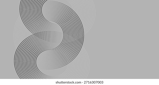 Fondo gris Abstractas con el modelo geométrico blanco brillante moderno de la línea del círculo, concepto futurista de la tecnología.