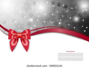 Abstract gray background with ribbon and bow