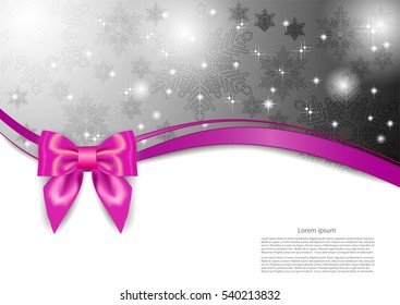 Abstract gray background with ribbon and bow