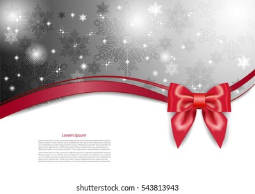 Abstract gray background with ribbon and bow