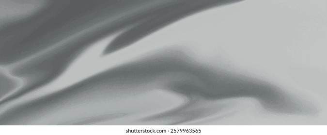 Abstract gray background with smooth, flowing texture. The background features gray waves, creating a serene, elegant background effect. Abstract fluid gradient texture background vector