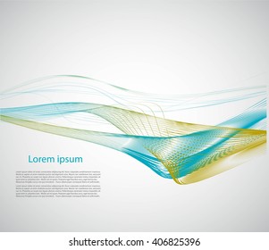 Abstract gray background with smooth lines and text
