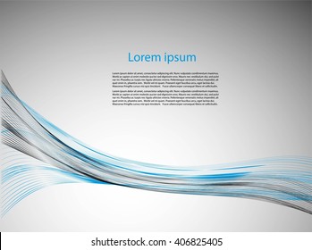 Abstract gray background with smooth lines and text