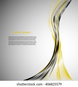 Abstract gray background with smooth lines and text