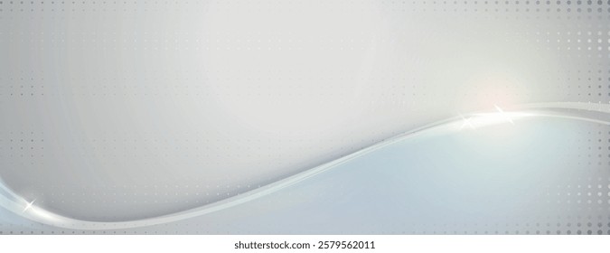 Abstract gray background with smooth wave design. The gray background features subtle dotted texture and a gradient effect. Gradient wave background vector. Gray background.