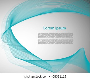 Abstract gray background with text and waves