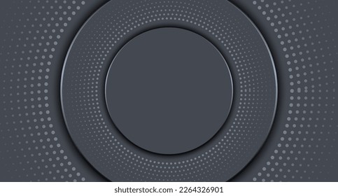 Fondo gris abstracto con círculos volumétricos. Fondo para postales y banners, para empresas y afiches, sitios web y portadas, ilustración vectorial para diseño gráfico