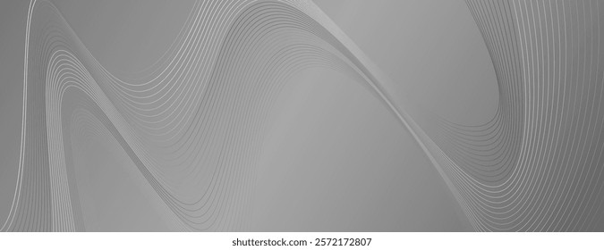 Abstract gray background with wavy lines. The gray background features smooth, flowing textures creating a modern, sleek appearance. Modern wavy line pattern background. Gray background vector.