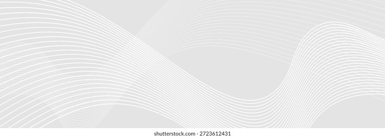 Fundo cinza abstrato com linhas onduladas. O fundo apresenta uma textura suave. A cor cinza aprimora o estilo minimalista. Fundo de padrão de linha ondulada moderno. Vetor de plano de fundo cinza.