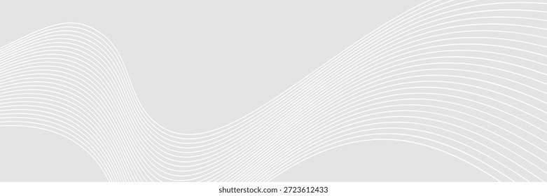 Abstract gray background with wavy lines. The background features a smooth texture. Gray color enhances the minimalist style. Modern wavy line pattern background. Gray background vector.