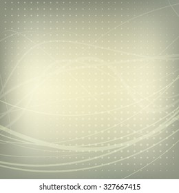 Abstract gray background with wavy strips textured by dots. Vector graphic pattern