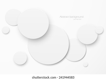 Abstract gray background with white paper circles