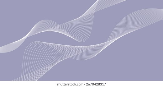 Fundo cinzento abstrato com linhas de ondas curvas brilhantes brancas