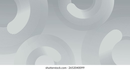 Abstract gray banner background. Elegant geometric shape graphic design. Round elements. Futuristic circle shape. Suitable for presentations, covers, brochures, websites, flyers, business, posters