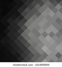 Abstract gray black background with mesh of rhombus or squares. Mosaic. Geometric template.