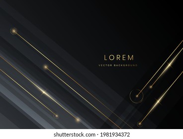 Resumen de color negro gris color negro decoración de fondo diagonal líneas doradas con espacio de copia para texto. Estilo de lujo. Ilustración del vector