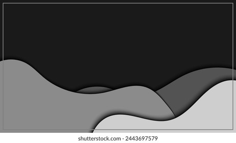 Abstract gray and black fluid shape color on dark background. Vector graphic illustration.