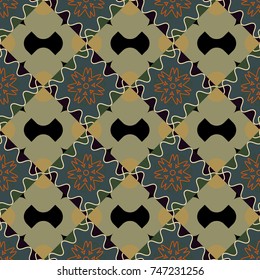Abstract gray, black and green image with a squares. Vector illustration. Digital art abstract seamless pattern.