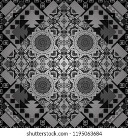 Abstract gray, black and white image with a squares. Vector illustration. Digital art abstract seamless pattern.