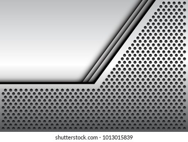 Abstract gray blank space on metal circle mesh design modern futuristic background vector illustration.