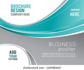 Abstract gray and blue background with wave - brochure design or flyer