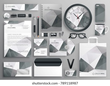 abstract gray business stationery template collection