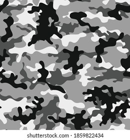 
Abstract gray camouflage seamless pattern on textiles. Trendy classic pattern. Ornament.