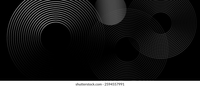 Abstract gray circle and black background. Vector illustration design for presentation, banner, cover, web, flyer, card, poster, wallpaper, texture, slide and business card