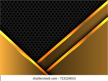 Abstract gray circle mesh in gold design modern luxury futuristic background vector illustration.