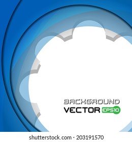 abstract gray cogwheel and several blue circles with white background