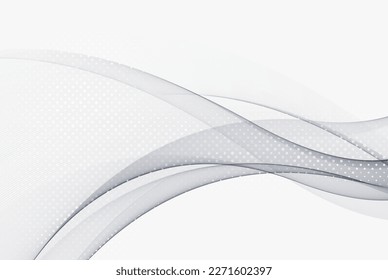 Abstract gray color background with wavy lines and halftone effect