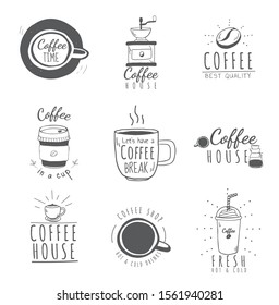 Abstract gray colourfull coffee shop logo template with flat design