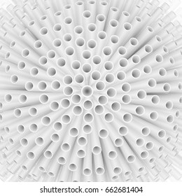 Abstract gray concentric background. Geometric abstract form with tubes. Graphic background for your design. Vector illustration.