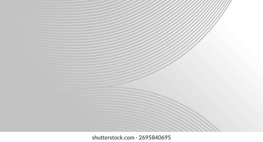 Fondo de líneas curvas grises Abstractas con degradado suave y patrón de onda circular, diseño de Vector moderno minimalista para presentación, Anuncio, Plantilla tecnológica, negocios o fondo corporativo. Eps