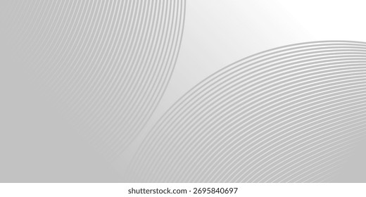 Abstract gray curved lines background with smooth gradient and circular wave pattern, minimalist modern vector design for presentation, banner, technology template, business or corporate backdrop.Eps