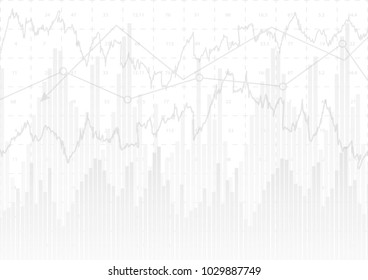 Abstract gray financial chart with up trend line graph and bar chart in stock market on white color background.Vector illustration.