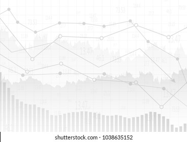 Abstract Gray Financial Chart With Up Trend Line Graph And Bar Chart In Stock Market On White Color Background.Vector Illustration.