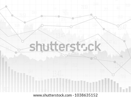 Abstract gray financial chart with up trend line graph and bar chart in stock market on white color background.Vector illustration.